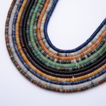 Natural Rondelle Beads Gemstone 4mm x 1.5mm Dark Mixed Color Smooth Beads Strand Finding | WA-A3586 - WA-A3597