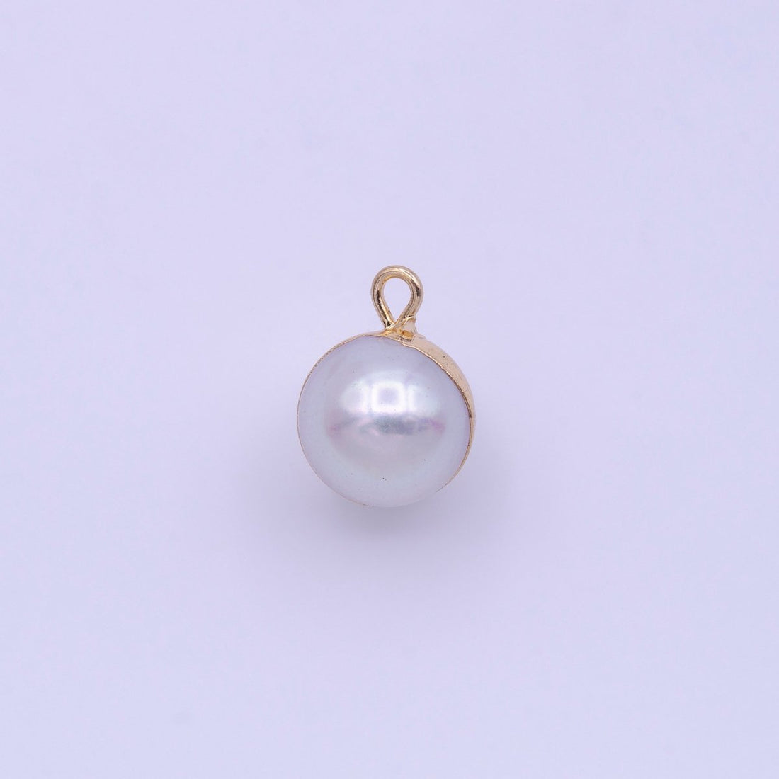 Natural Round White Freshwater Pearl Gold Coated Add-On Charm | P-1850
