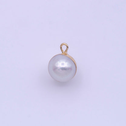 Natural Round White Freshwater Pearl Gold Coated Add-On Charm | P-1850