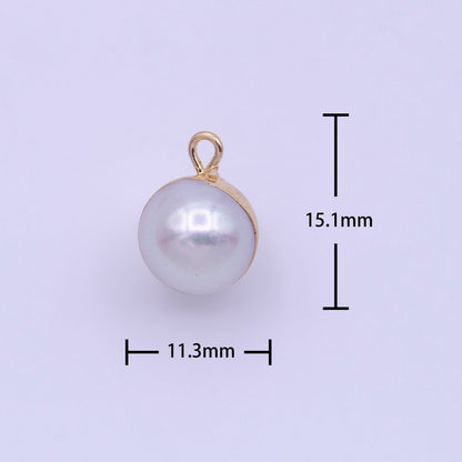 Natural Round White Freshwater Pearl Gold Coated Add-On Charm | P-1850