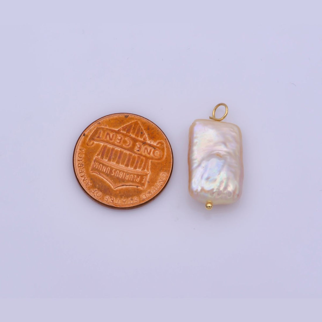 Natural White Rectangle Freshwater Pearl Charm High Luster Genuine Cultured Fresh water Pearl P-1853