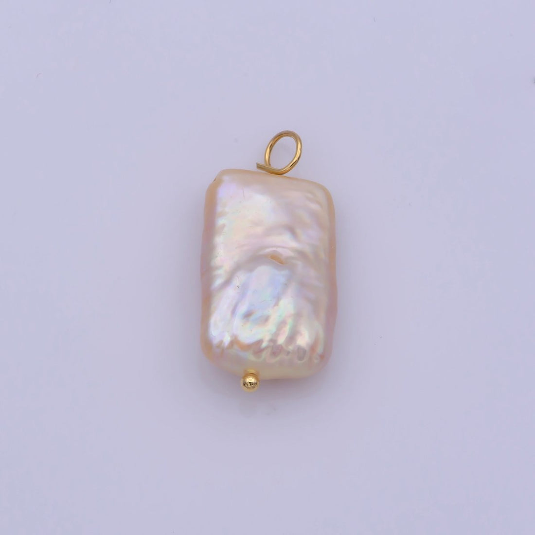 Natural White Rectangle Freshwater Pearl Charm High Luster Genuine Cultured Fresh water Pearl P-1853