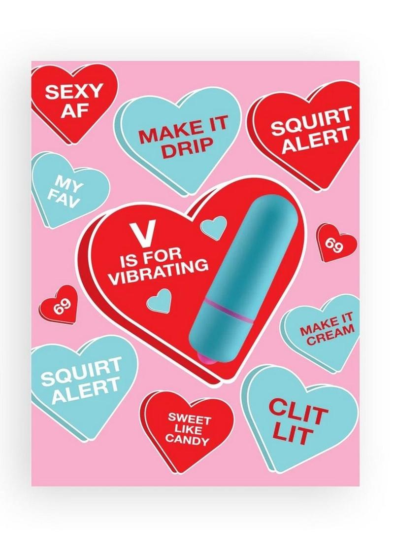 Naughty Vibes "V is for Vibrating" Sweet Hearts Greeting Card