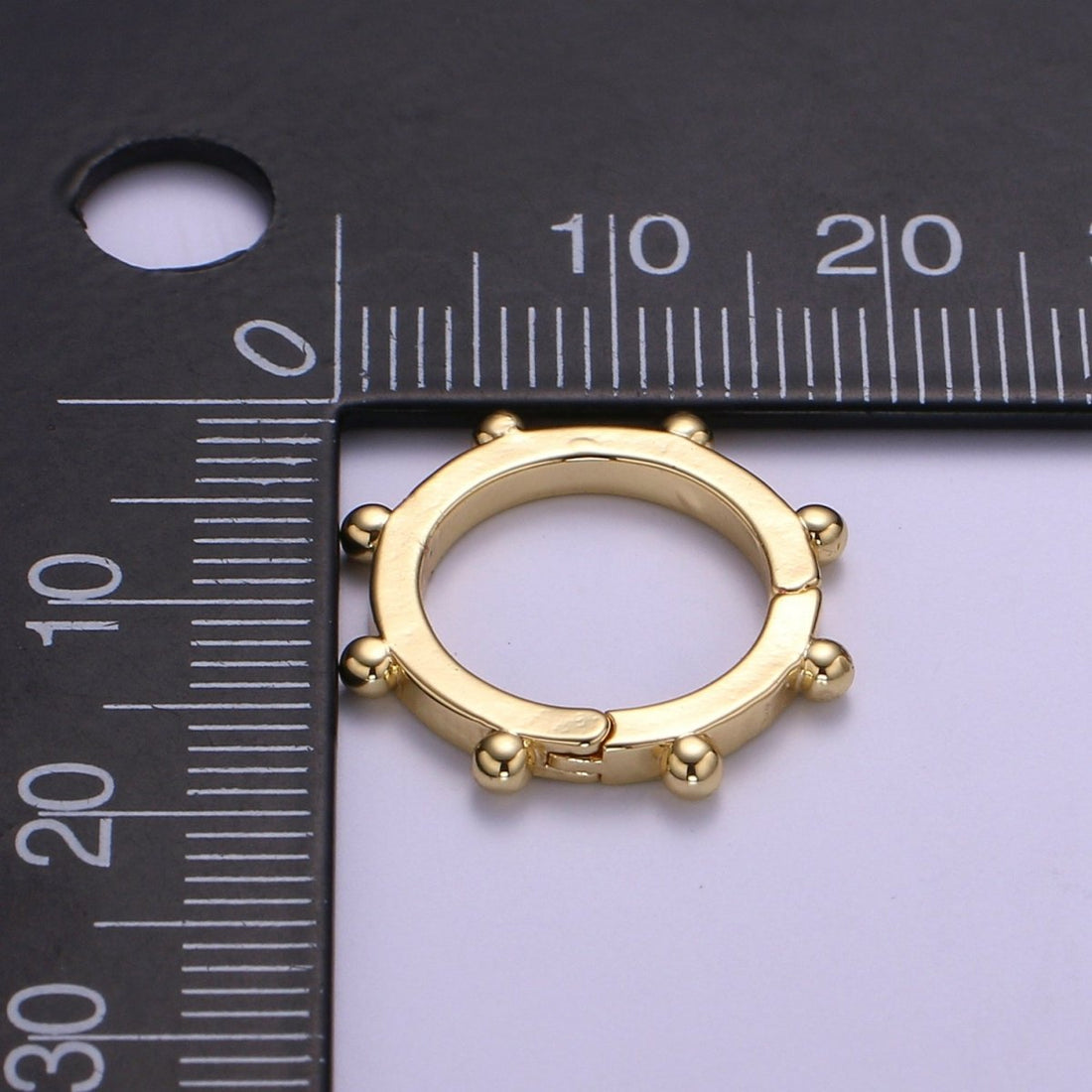 Nautical Gold Spring Gate Ring, 18 mm Ship Wheel Push Gate ring, Charm Holder Clasp for Connector, Wristlet Holder L-275