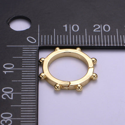 Nautical Gold Spring Gate Ring, 18 mm Ship Wheel Push Gate ring, Charm Holder Clasp for Connector, Wristlet Holder L-275