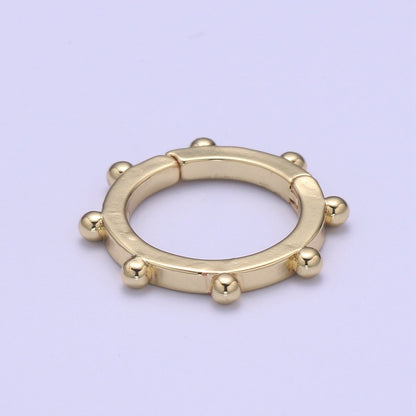 Nautical Gold Spring Gate Ring, 18 mm Ship Wheel Push Gate ring, Charm Holder Clasp for Connector, Wristlet Holder L-275