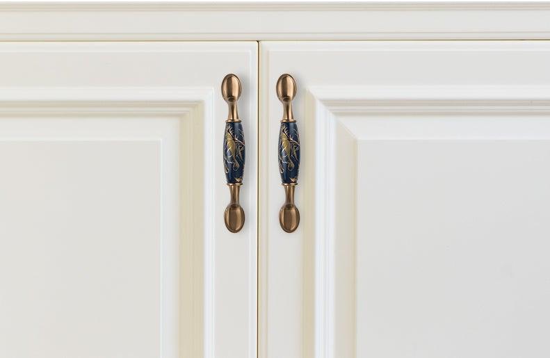 Navy Blue Ceramic Door Handles European Antique Furniture Handles Drawer Pulls Kitchen Cabinet Knobs And Handles Entry Door Handle With Door Lever For Right And Left Sided Doors