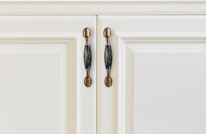 Navy Blue Ceramic Door Handles European Antique Furniture Handles Drawer Pulls Kitchen Cabinet Knobs And Handles Entry Door Handle With Door Lever For Right And Left Sided Doors