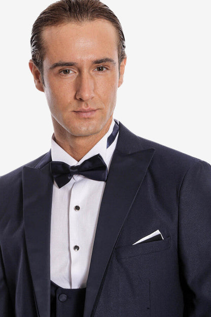 Navy Blue Vested Tuxedo - Wessi