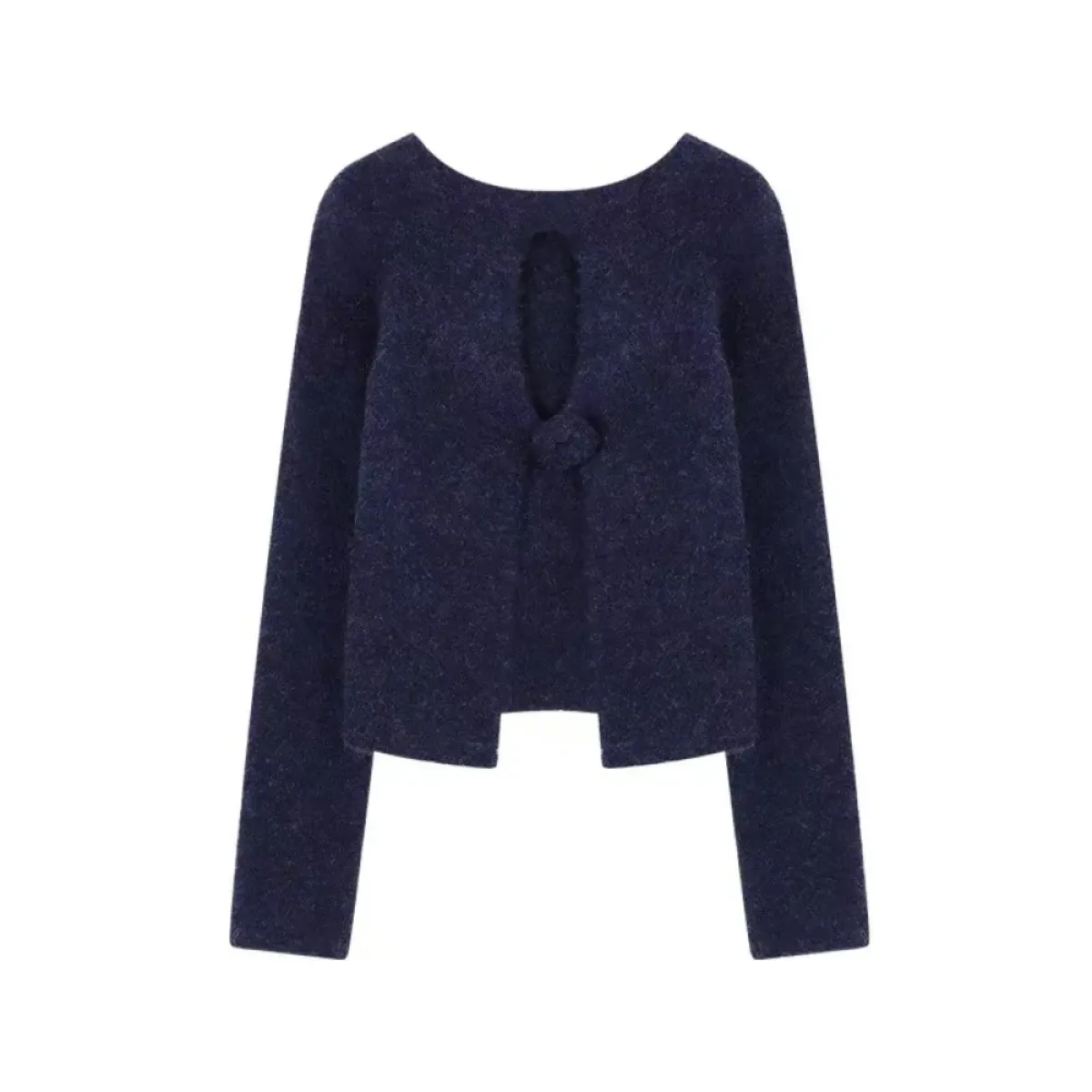 Navy Knit Cutout Sweater &amp; White Peplum Top – Harajuku Set