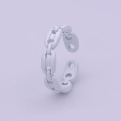 Neon Anchor Ring Link Chain Ring Enamel Statement Jewelry Open Adjustable Ring Y2K Colorful Ring