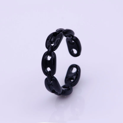 Neon Anchor Ring Link Chain Ring Enamel Statement Jewelry Open Adjustable Ring Y2K Colorful Ring