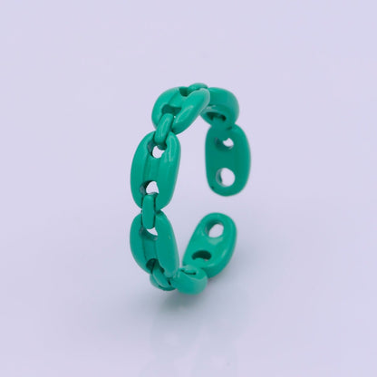 Neon Anchor Ring Link Chain Ring Enamel Statement Jewelry Open Adjustable Ring Y2K Colorful Ring