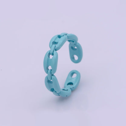 Neon Anchor Ring Link Chain Ring Enamel Statement Jewelry Open Adjustable Ring Y2K Colorful Ring