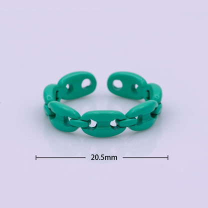 Neon Anchor Ring Link Chain Ring Enamel Statement Jewelry Open Adjustable Ring Y2K Colorful Ring