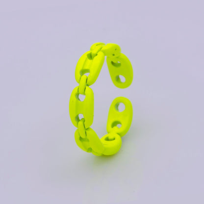 Neon Anchor Ring Link Chain Ring Enamel Statement Jewelry Open Adjustable Ring Y2K Colorful Ring