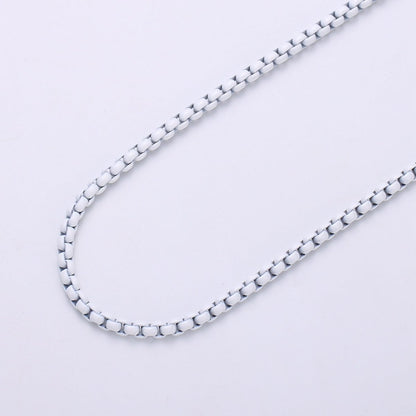 Neon Enamel Box Chain by Yard, Enamel Pop Chain Necklaces, Retro 1990 90s trend Style Chain Necklace Purple Pink Orange Blue White Yellow Green | ROLL-338 to ROLL-347 Clearance Pricing