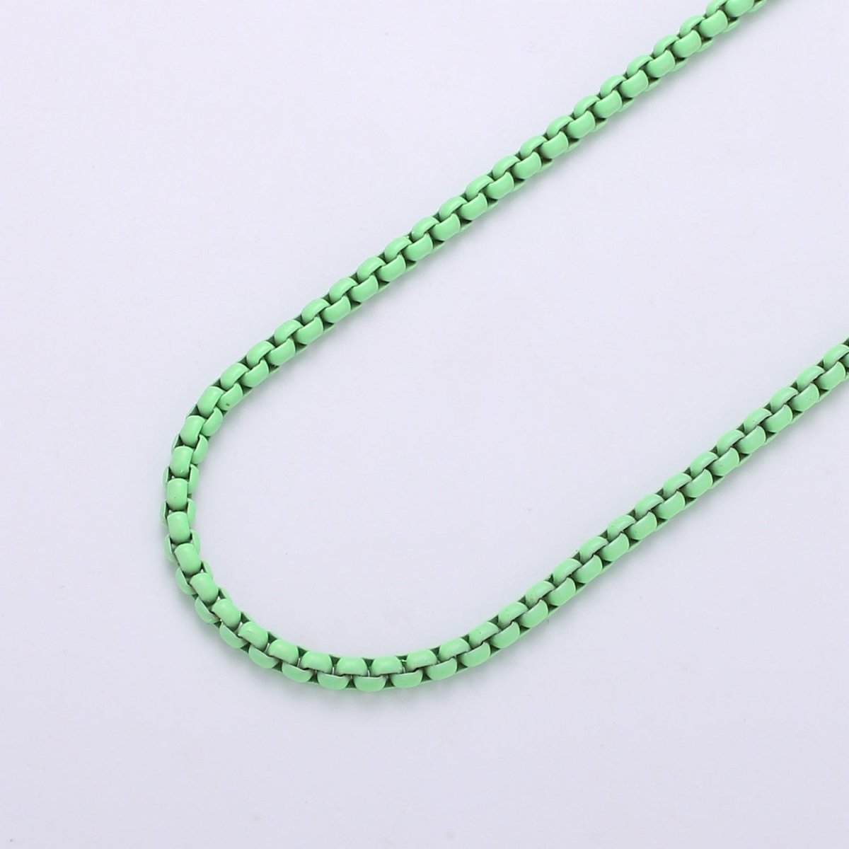 Neon Enamel Box Chain by Yard, Enamel Pop Chain Necklaces, Retro 1990 90s trend Style Chain Necklace Purple Pink Orange Blue White Yellow Green | ROLL-338 to ROLL-347 Clearance Pricing