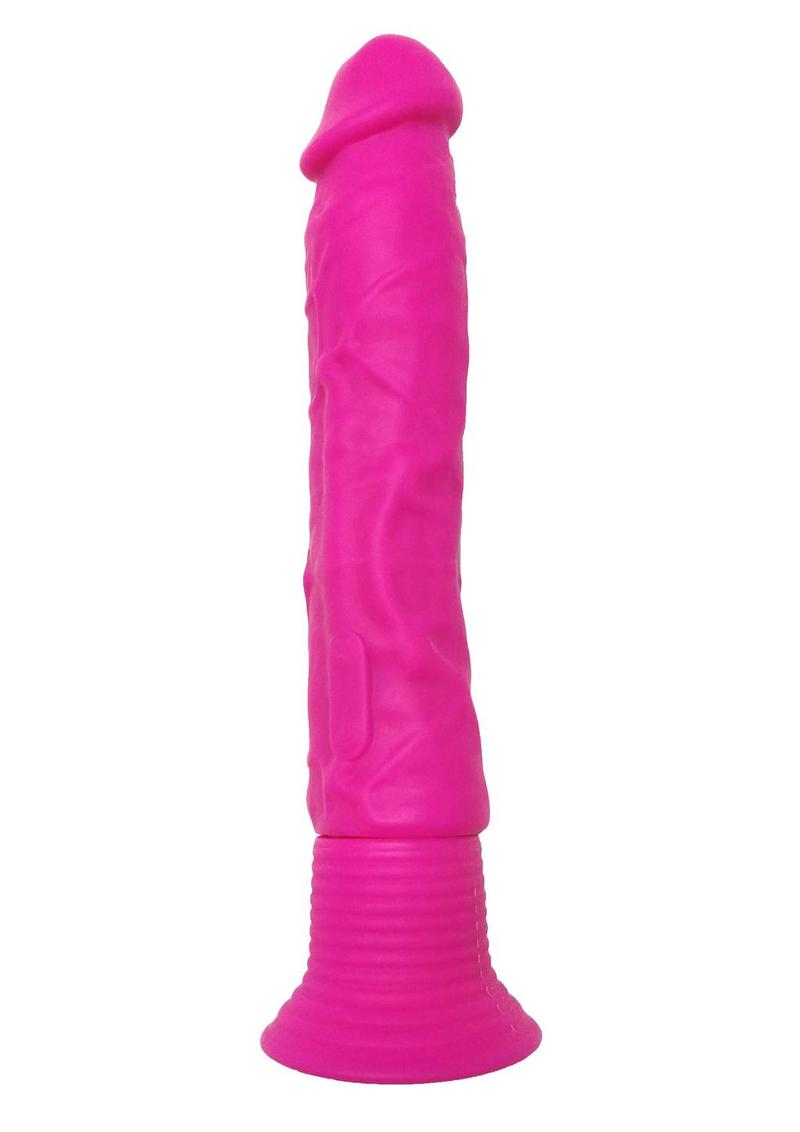 Neon Silicone Wall Banger Vibrating Pink Dildo