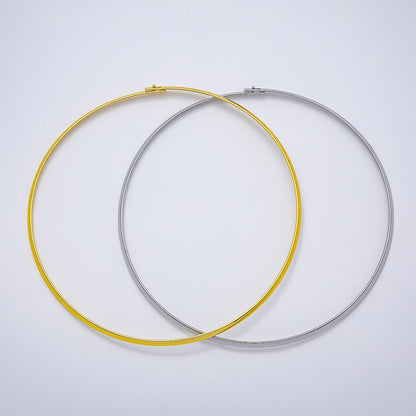 NEW 16K Gold Filled 3.3mm Flat-Edged Floating Collar Torque Necklace in Gold &amp; Silver | WA-04675 WA-04676