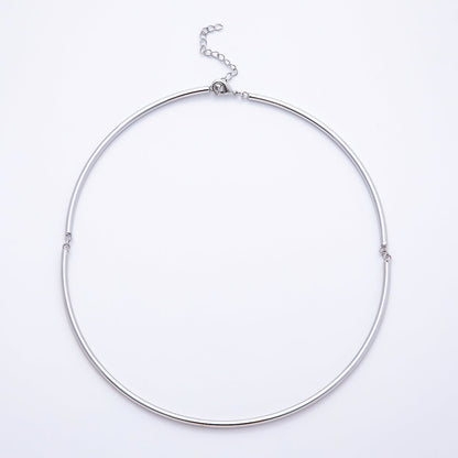NEW 16K Gold Filled 3mm Minimalist Floating Collar Torque Necklace in Gold &amp; Silver | WA-04711 WA-04712