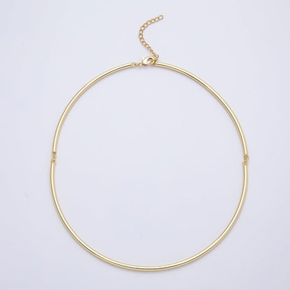 NEW 16K Gold Filled 3mm Minimalist Floating Collar Torque Necklace in Gold &amp; Silver | WA-04711 WA-04712