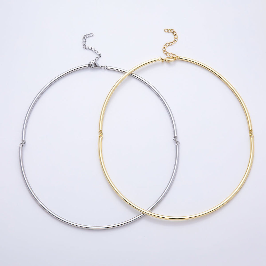 NEW 16K Gold Filled 3mm Minimalist Floating Collar Torque Necklace in Gold &amp; Silver | WA-04711 WA-04712