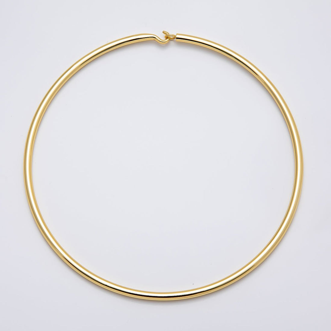 NEW SUMMER 16K Gold Filled 4mm Minimalist Thick Wide Tube Torque Choker Floating Collar Necklace | WA-04277