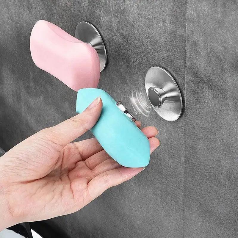 New 1PC Magnetic Soap Holder Tool Free Rustproof Sponge Holder Dish Holder Soap Dish For Bathroom Lavatory Home Soap Dish Suction Strongly Magnetic soap Holder Rustproof Stainless Soap Holder for Bathroom and Kitchen