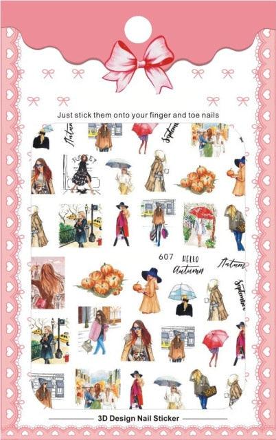 New 3D Self-Adhesive Lovely Red Lips Image Nails Stickers for Nails Sticker Decorations Manicure Valentine&