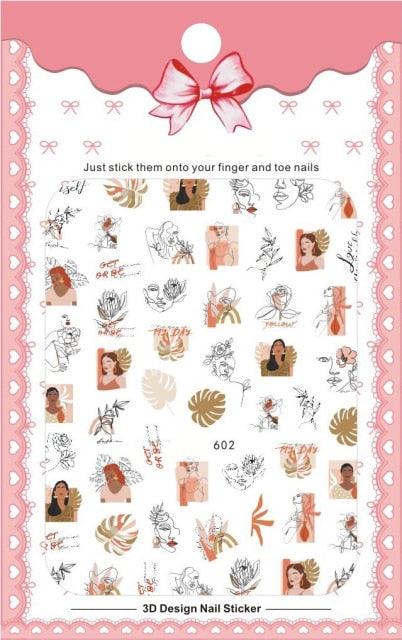 New 3D Self-Adhesive Lovely Red Lips Image Nails Stickers for Nails Sticker Decorations Manicure Valentine&