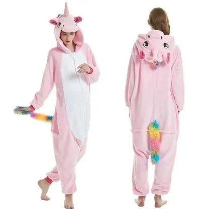 New Animal Pajamas Women Unicorn Sleepwear Panda Pajama Cartoon Overalls Winter Rabbit Nightie Jumpsuit For Winter Girls Unicorn Pajamas Costume Fleece Hooded Animal Sleepwear Christmas Cosplay Unicorn Gift