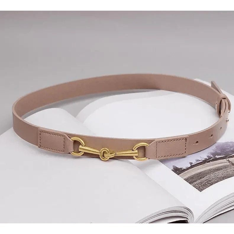 Simple Black Plain Leather Belt For Women Classic Thin Skinny Waistbands Casual Women Dress Belts