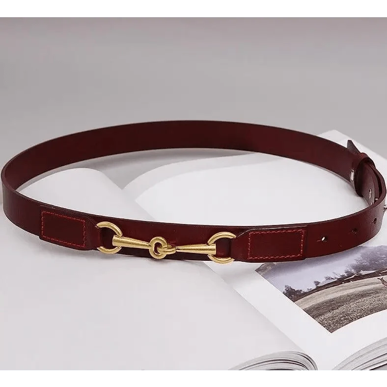 Simple Black Plain Leather Belt For Women Classic Thin Skinny Waistbands Casual Women Dress Belts