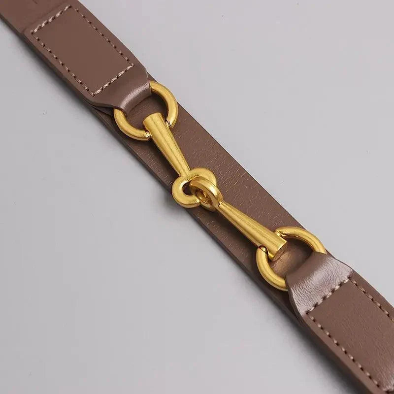 Simple Black Plain Leather Belt For Women Classic Thin Skinny Waistbands Casual Women Dress Belts
