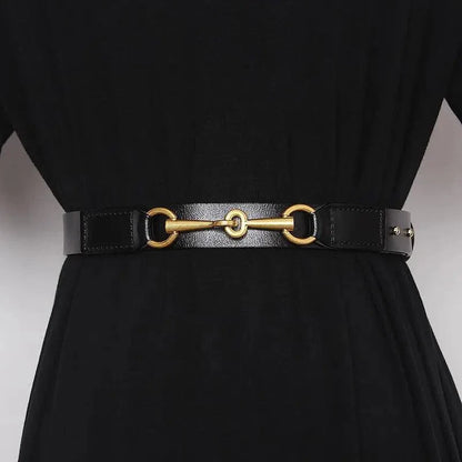 Simple Black Plain Leather Belt For Women Classic Thin Skinny Waistbands Casual Women Dress Belts