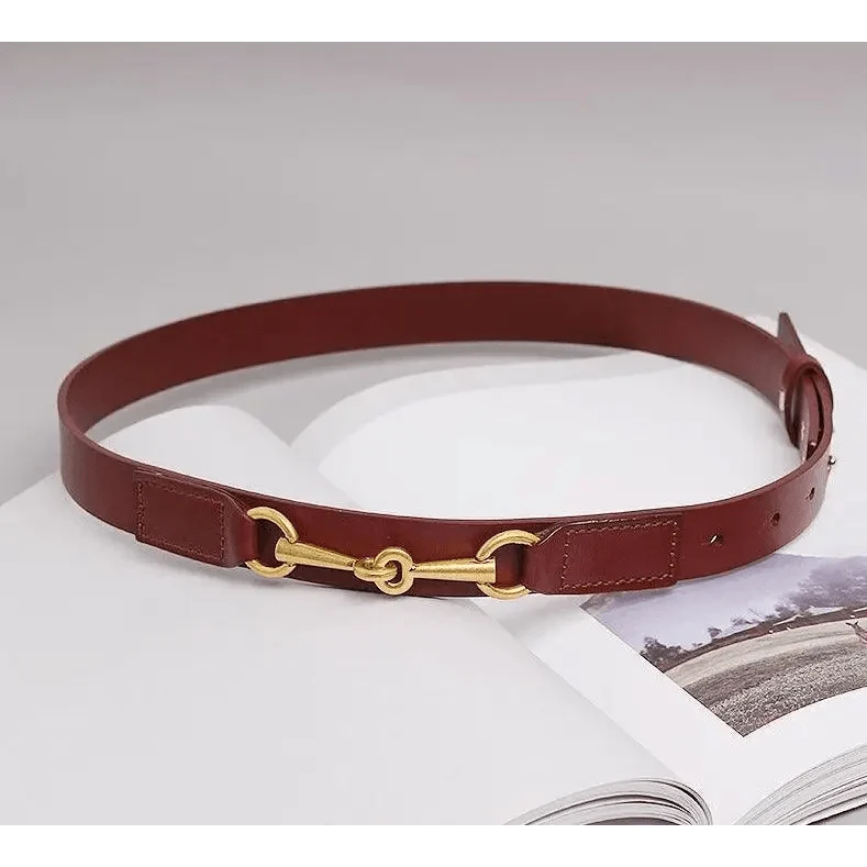 Simple Black Plain Leather Belt For Women Classic Thin Skinny Waistbands Casual Women Dress Belts