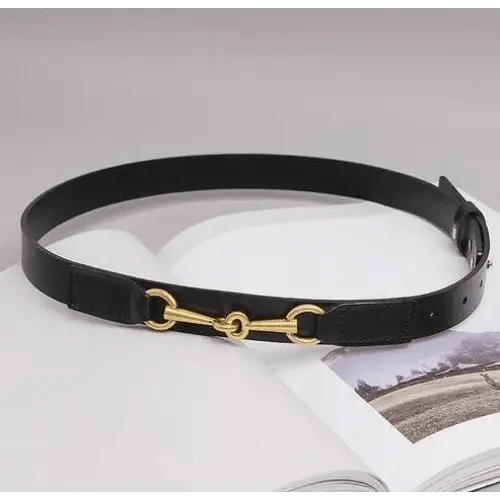 Simple Black Plain Leather Belt For Women Classic Thin Skinny Waistbands Casual Women Dress Belts