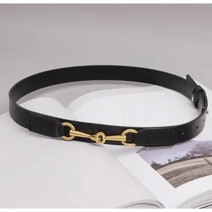 Simple Black Plain Leather Belt For Women Classic Thin Skinny Waistbands Casual Women Dress Belts
