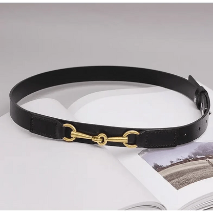 Simple Black Plain Leather Belt For Women Classic Thin Skinny Waistbands Casual Women Dress Belts