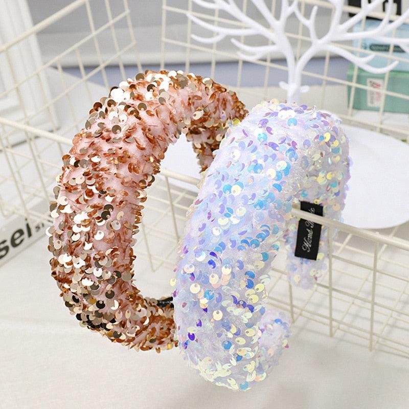 Sparkly Sequins Sponge Headbands Mermaid Knot Tie Head Bands for Women Daily Party Crown Turban Gorgeous Hair Accessories For Women