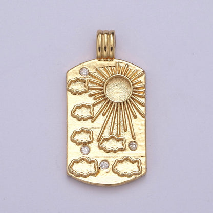 New Element Tag Collection Gold Element Charm Fire Wind Earth Ocean Wave Charm 14K Gold Filled Medallion for Necklace Supply H-519 H-521 H-522 H-524