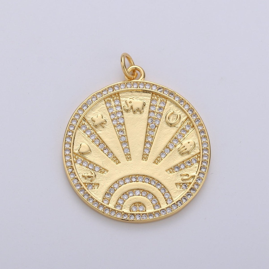 New Gold Lucky Coin Talisman Charm Necklace, 14k Gold Filled Disc Round Pendant Lucky Medallion Pendant for Necklace Jewelry Making Supply D-339