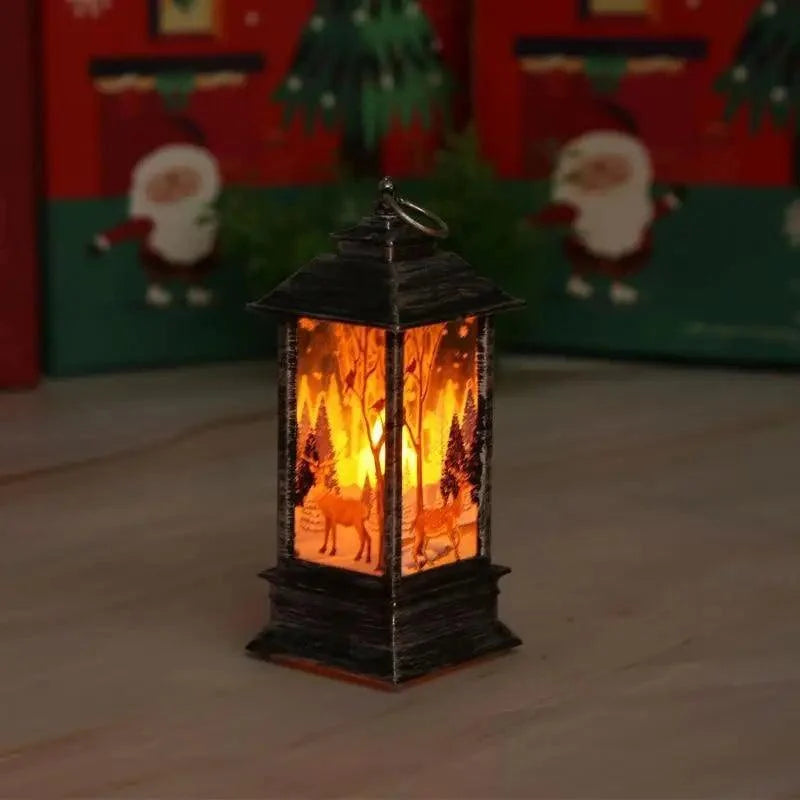 New Luxurious Christmas Ornament LED Lamp Desktop Hanging Santa Claus Elk Lantern Xmas Home Party Decoration Prop Lights Kids Gift