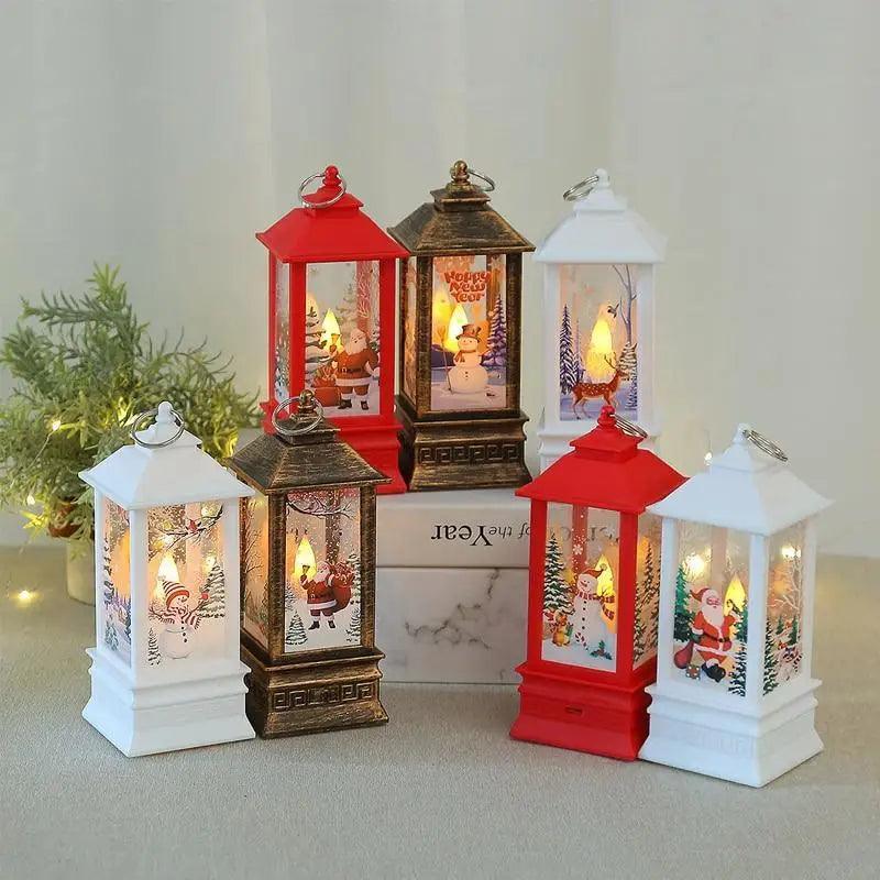 New Luxurious Christmas Ornament LED Lamp Desktop Hanging Santa Claus Elk Lantern Xmas Home Party Decoration Prop Lights Kids Gift