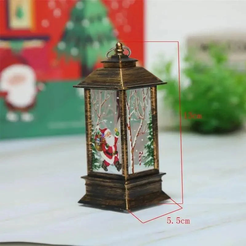 New Luxurious Christmas Ornament LED Lamp Desktop Hanging Santa Claus Elk Lantern Xmas Home Party Decoration Prop Lights Kids Gift