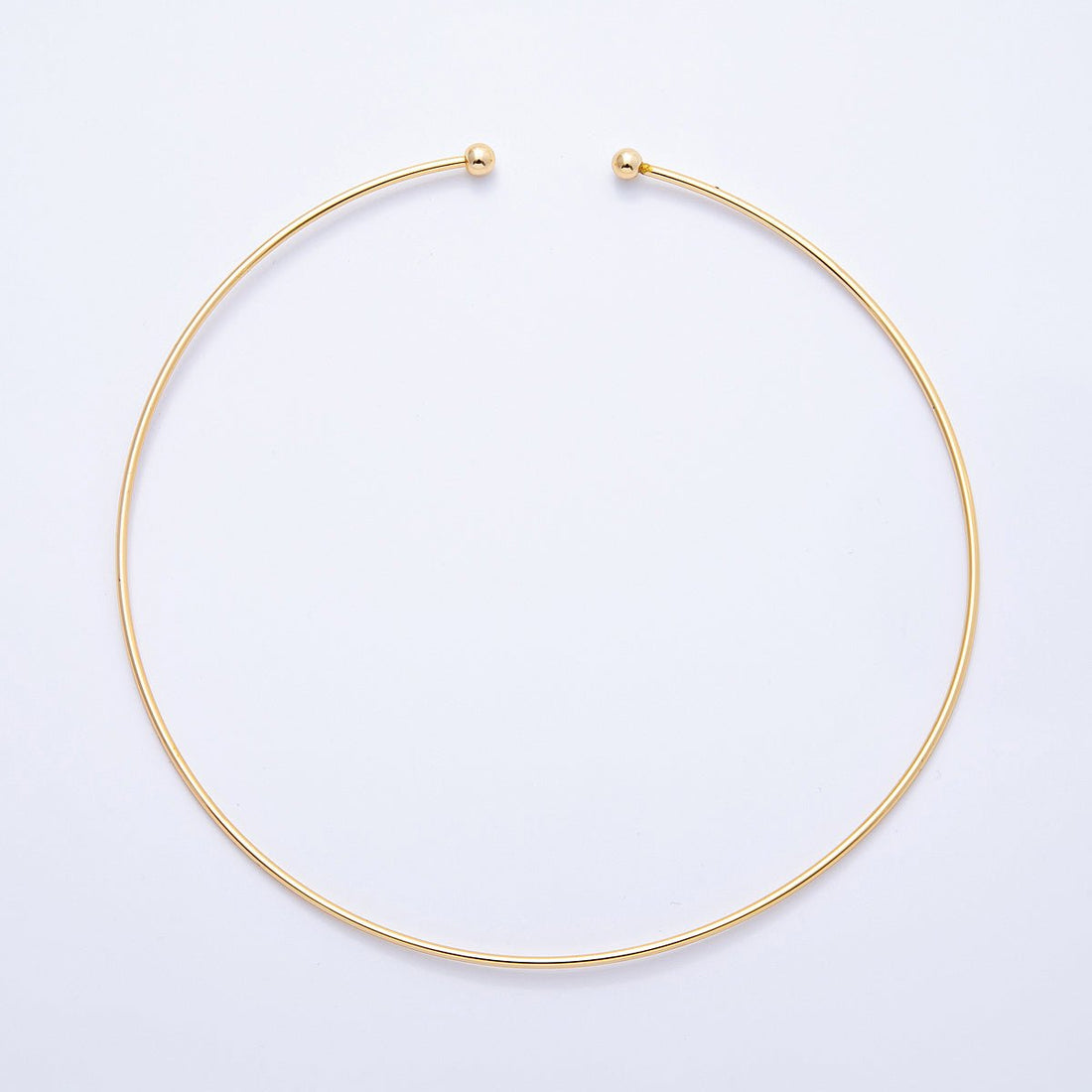 New version 16K Gold Filled 2mm Minimalist Torque Cuff Collar Necklace with open beaded ball | WA-04155