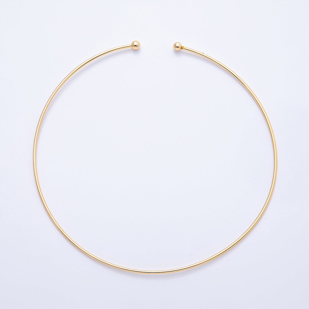 New version 16K Gold Filled 2mm Minimalist Torque Cuff Collar Necklace with open beaded ball | WA-04155