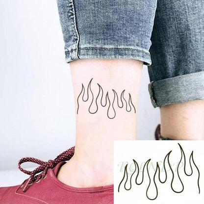 New Waterproof Temporary Sticker Tattoo Flame Heart Star Element Body Art Cute Small Tattoos For Kids Womens