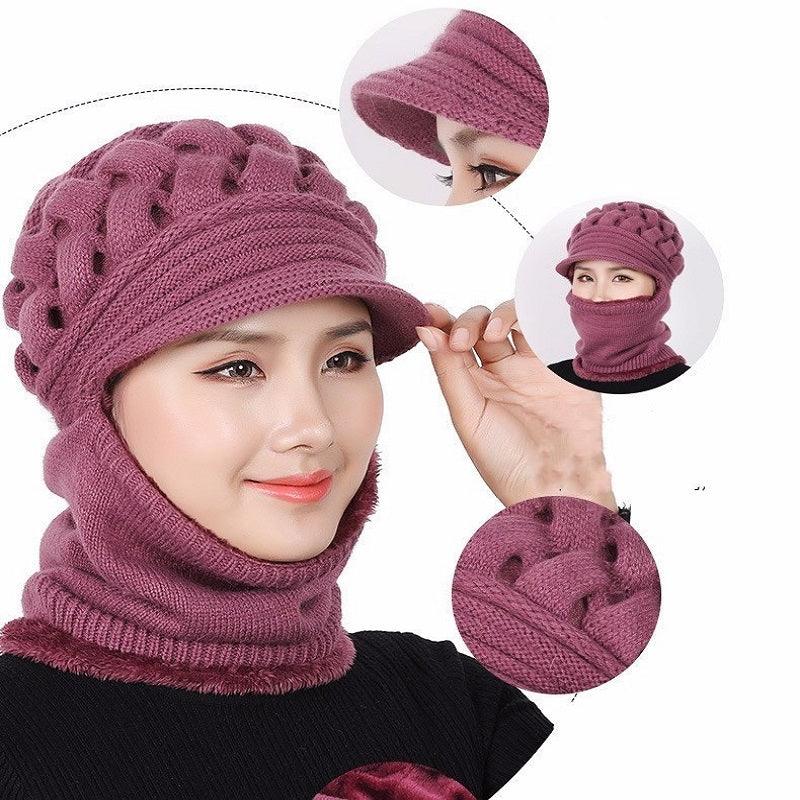 New Winter Balaclava Beanies Mother Hat Women Warm Thick Skellies Riding Outdoor Hats Gorgas Stripes Beanie Cap Mask Scarf Hat Set Outdoor Sport Warm Beanies Hat For Men Knitted Hats Bandana Hiking Camping Kid Neck Warmer Cap